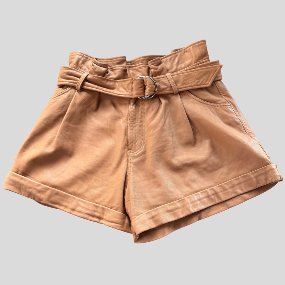 Marissa Webb Dixon Lamb Leather Paper Bag Shorts Quiet Luxury